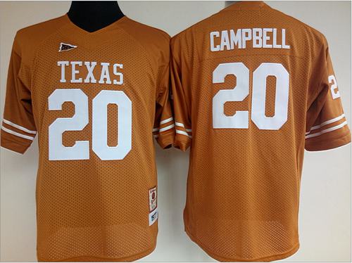 Longhorns #20 Earl Campbell Orange Women's Stitched NCAA Jersey - Click Image to Close
